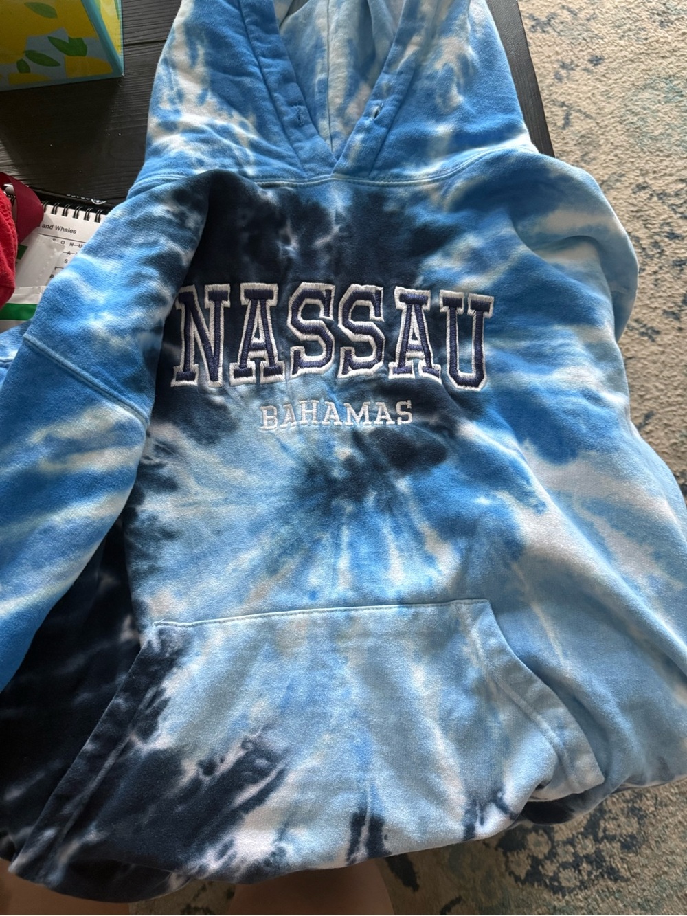 Nassau Bahamas Tie-Dye Hoodie - Blue/White